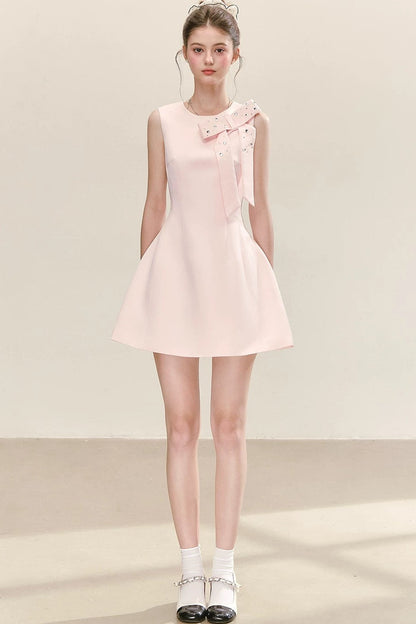 Vestido A-Line con Moño de Cristales