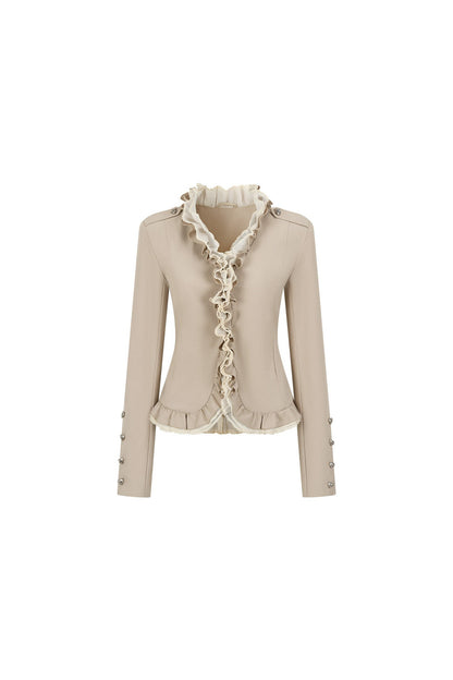 Chaqueta de malla con volantes y retales