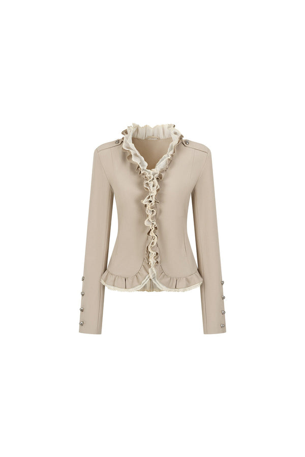 Chaqueta de malla con volantes y retales