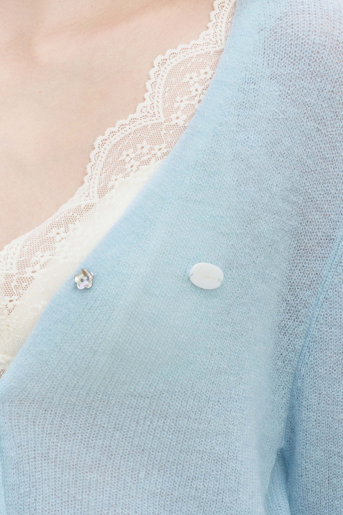 Deep V-Neck Knit Cardigan
