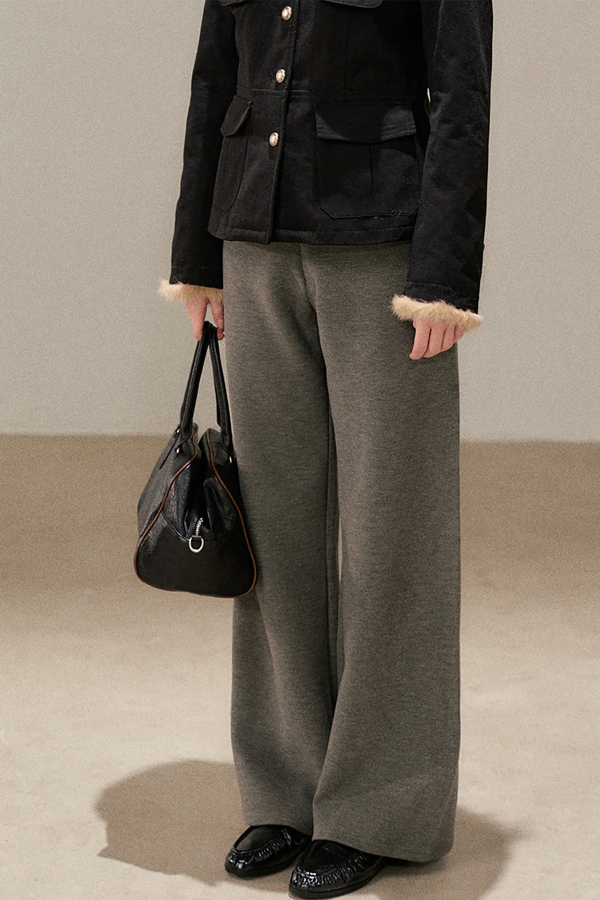 High-Waisted Wide-Leg Knit Pants