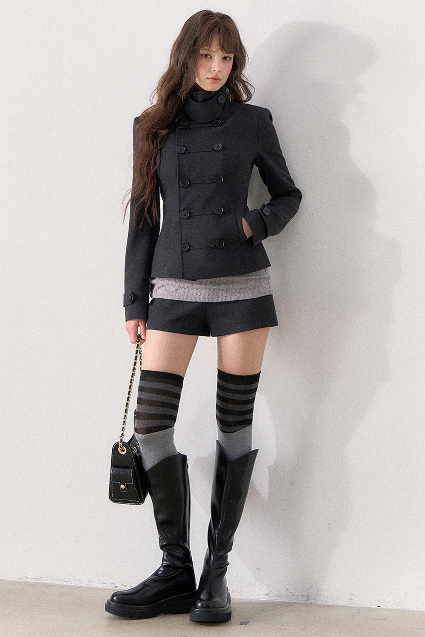 Double-Breasted Blazer and Cuffed Shorts Set