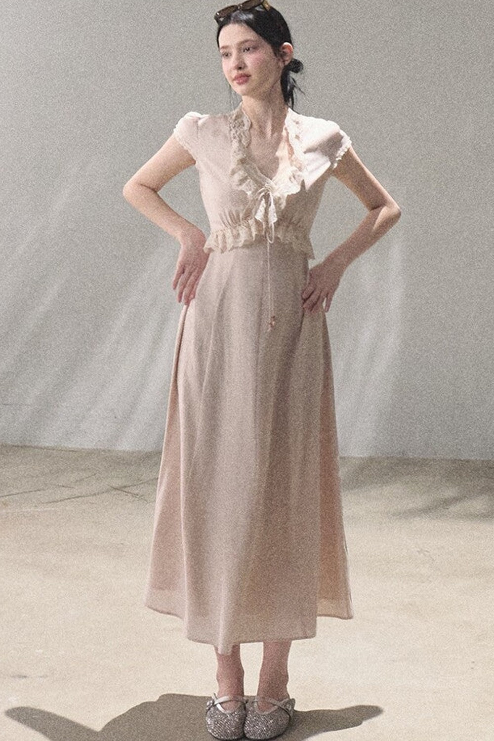 Lyocell Linen Lace Dress Set