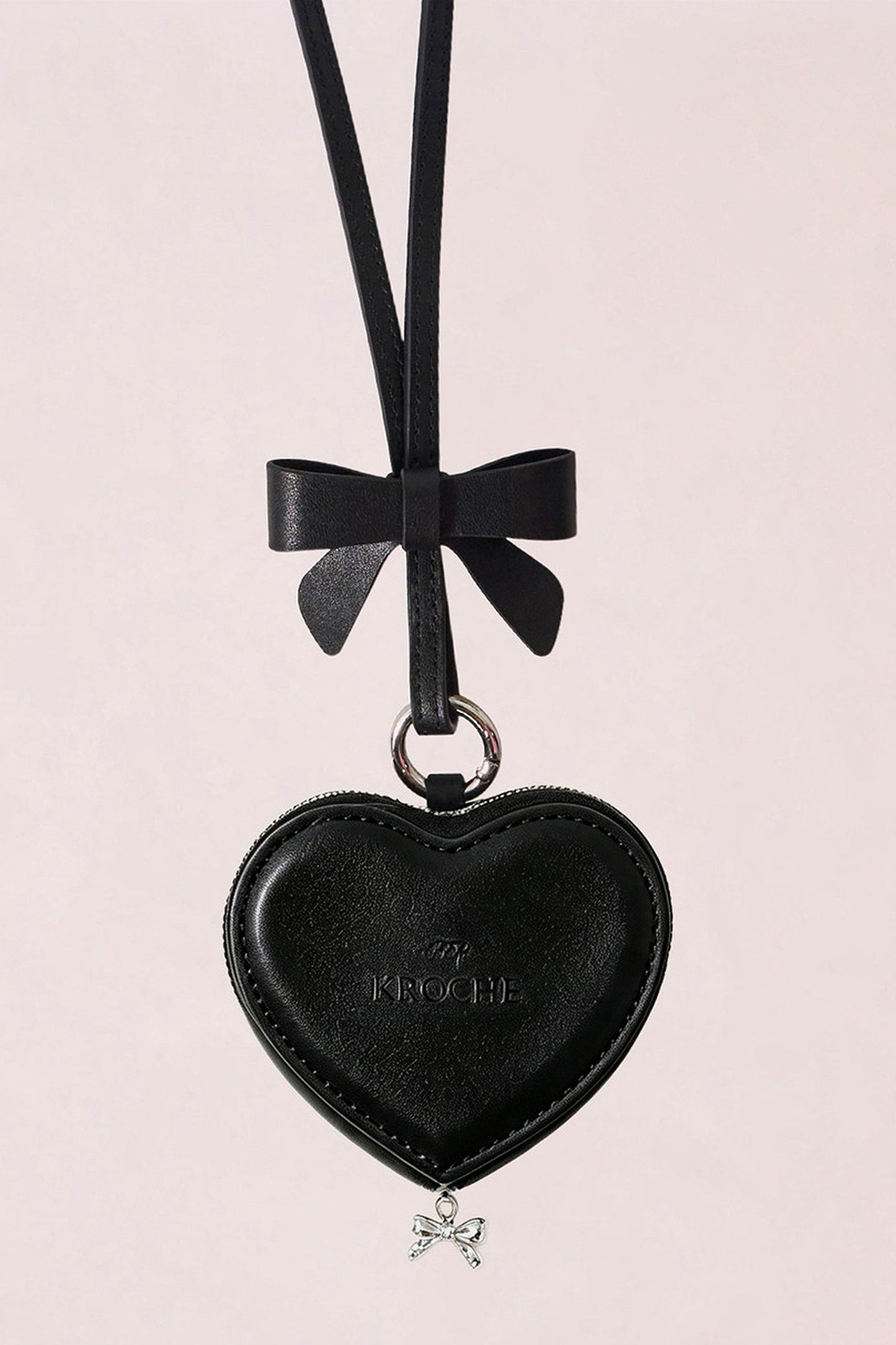 Black Leather Heart Headphone Case