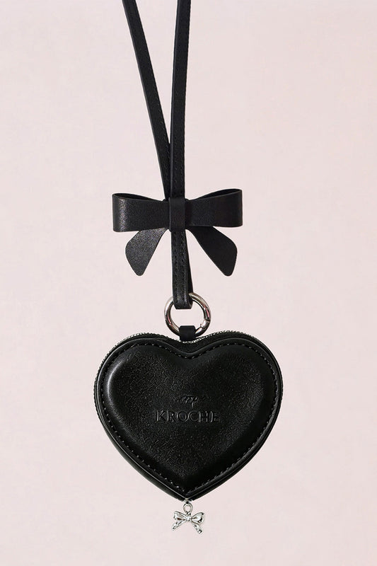 Black Leather Heart Headphone Case