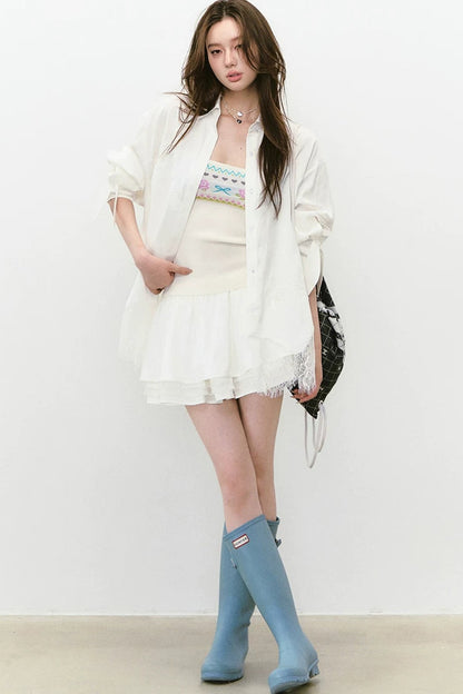 Linen Lace Beaded Top