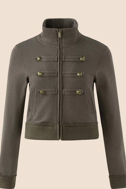 Short Napoleon Style Stand Collar Cardigan