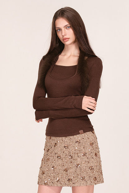 Sequin Tweed A-Line Skirt