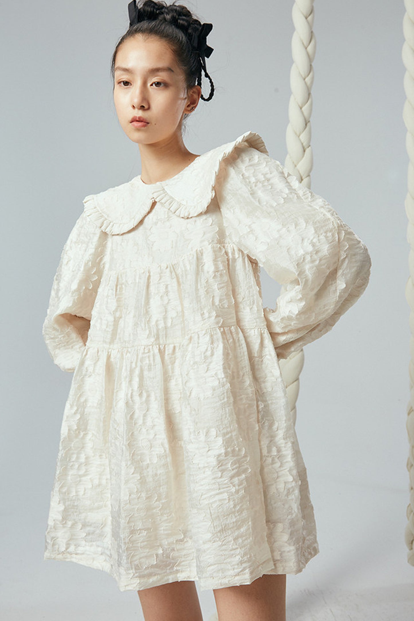 Ruffled Peter Pan Collar Dress