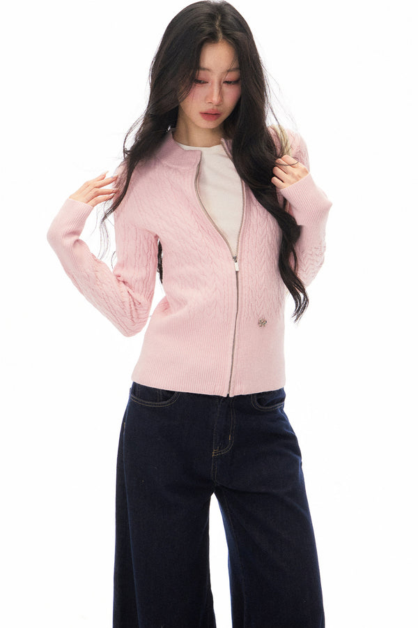 Long Sleeve Knitted Cardigan and Pants Set-Up
