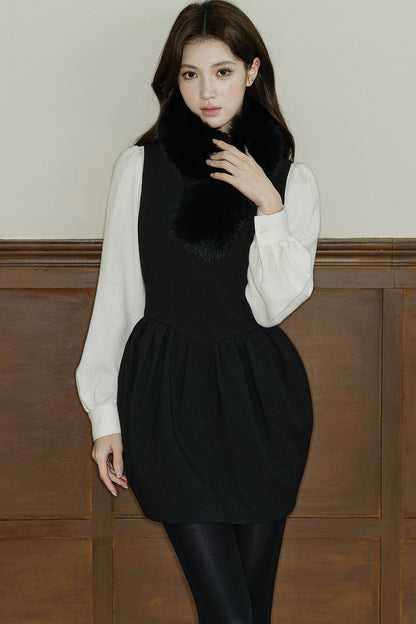 Loose Wool Blend Puff Sleeve Shirt
