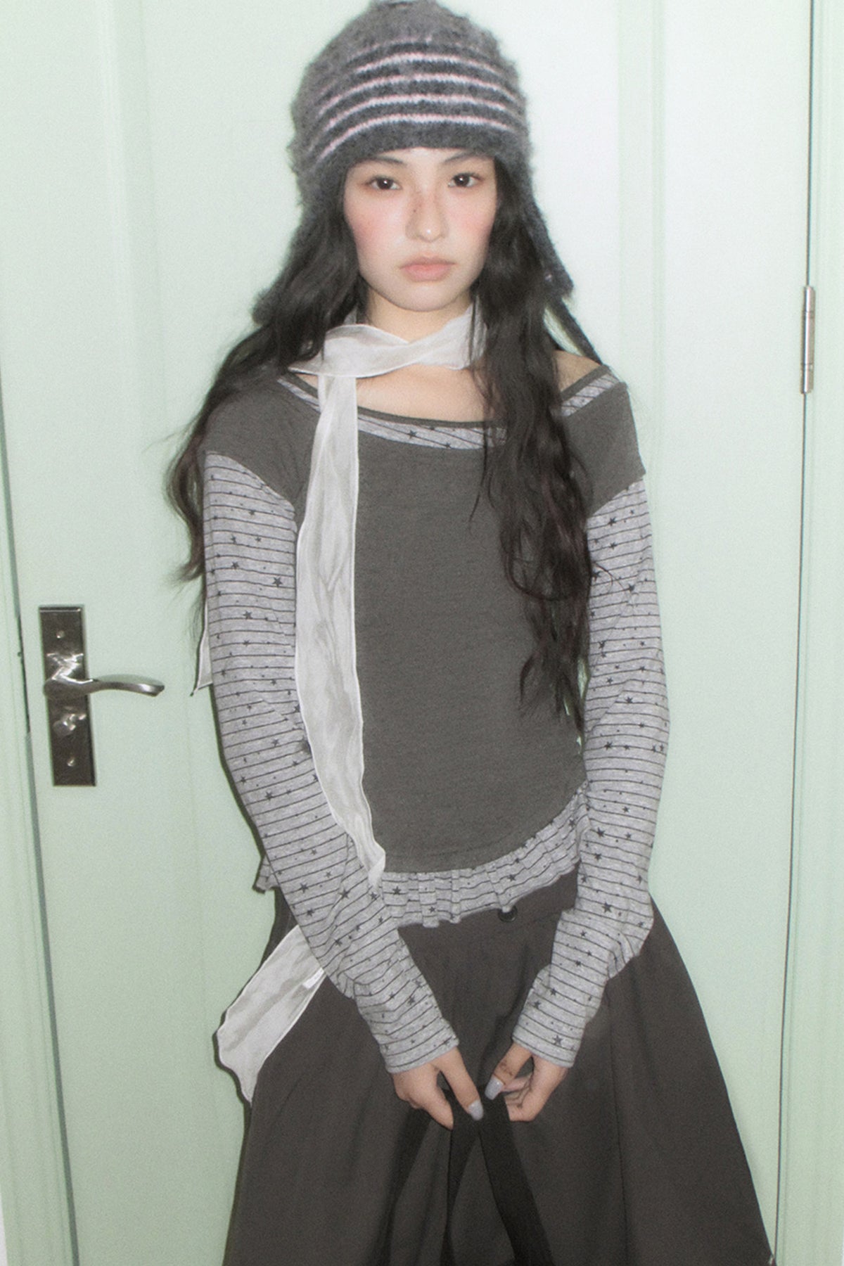 Star Stripe Layered-Look Top and Skirt Set-Up