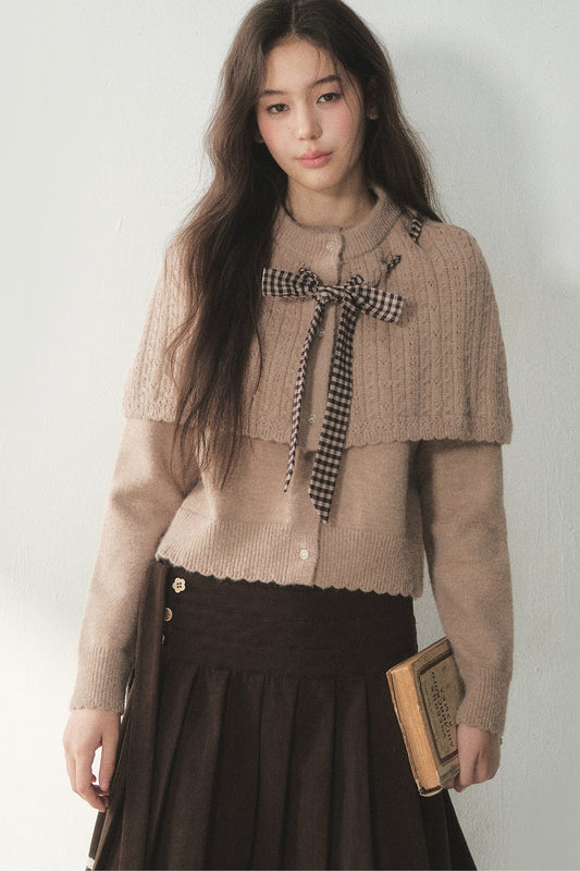 Retro Capelet And Knit Sweater Set