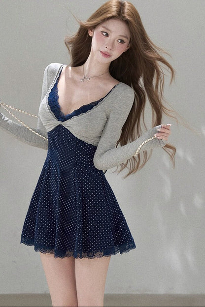 Polka Dot French Lace Blouse Set-Up
