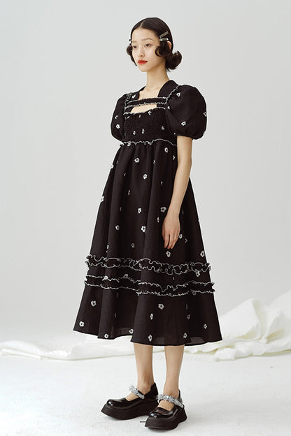 Floral Puff-Sleeve Dress