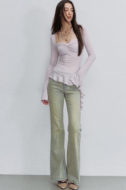 Twist Ruffle Pleated Blouse