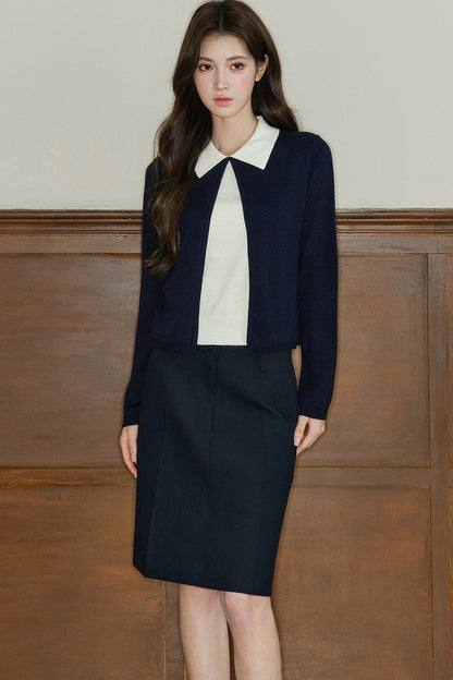 Color-Block Layered-Look Wool Knit Top