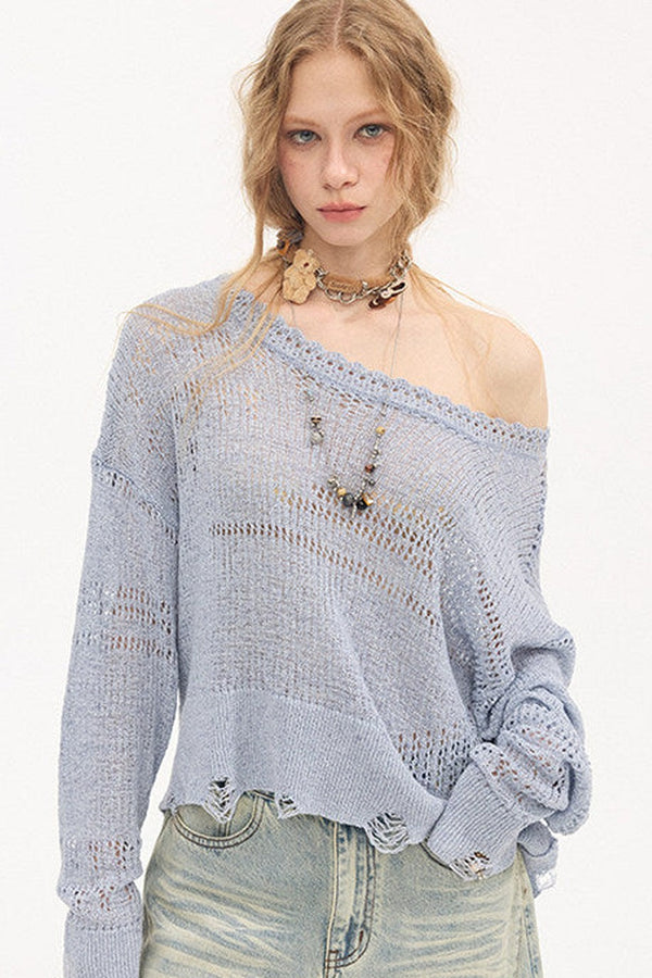 Asymmetrical Knit Off-Shoulder Top Set
