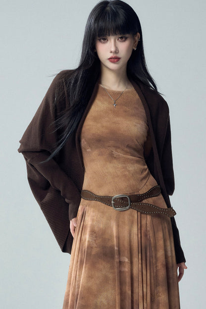 Shawl-Style Batwing Knitted Cardigan
