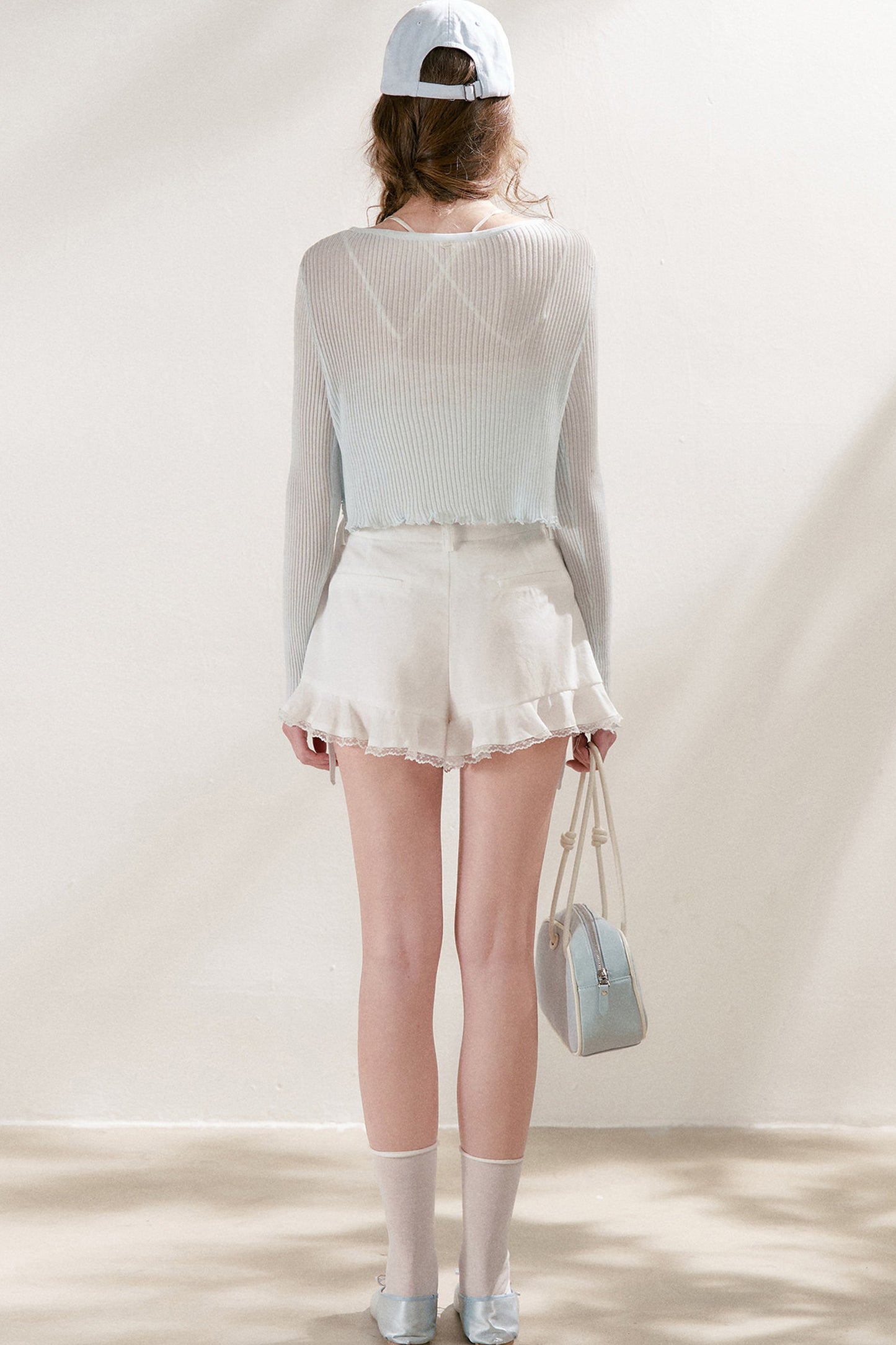 Lyocell Ruffled Tie-Front Cardigan