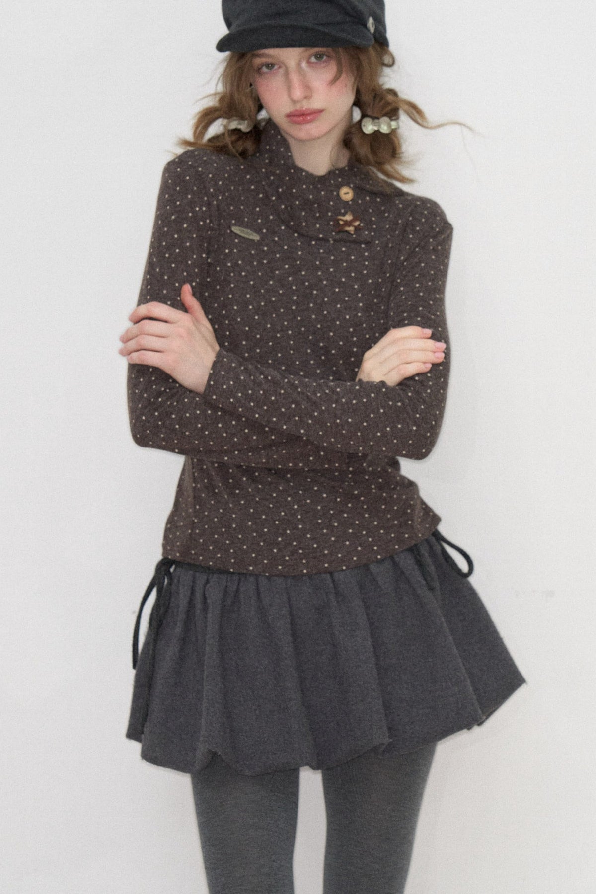 Starry Dots Asymmetrical Knit Top