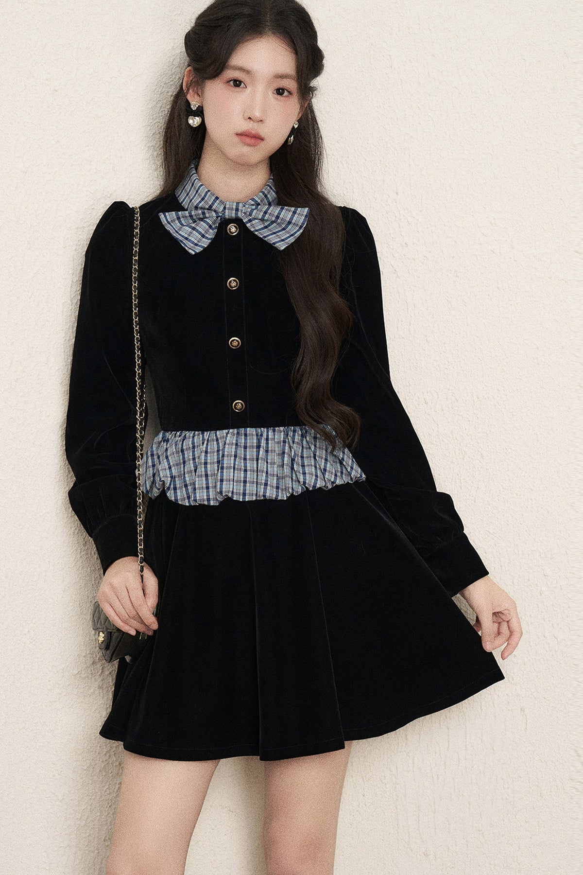 Black Velvet A-Line Dress