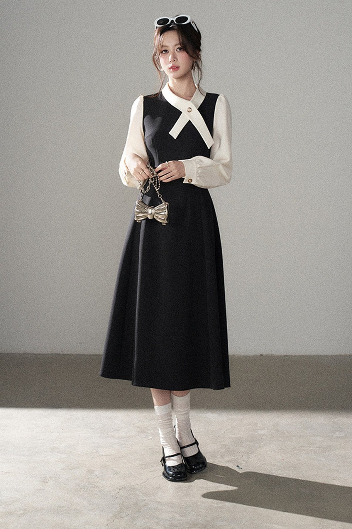 Contrasting Color Long Dress
