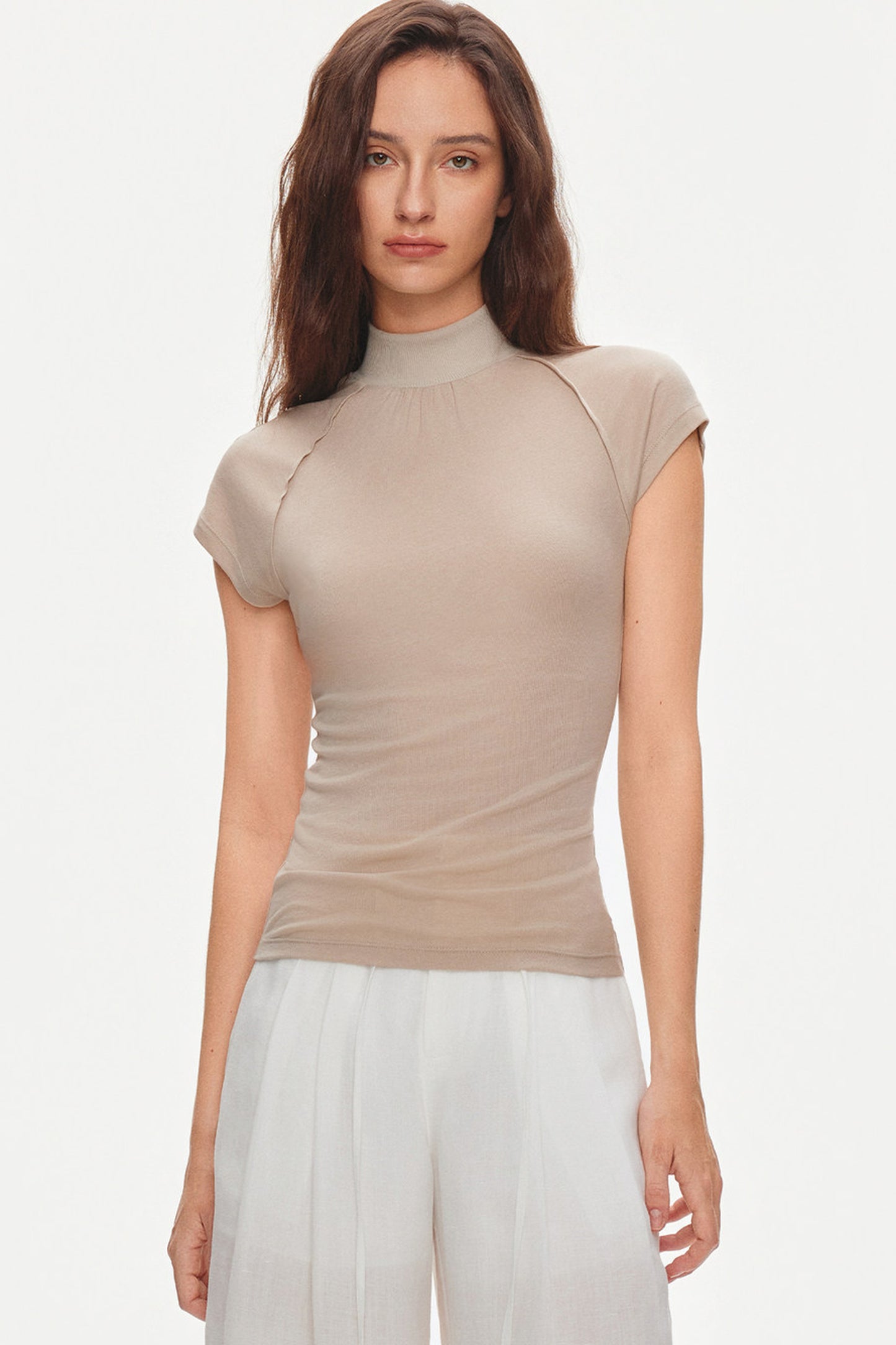 Bluse mit Flatterärmeln und Raffungen aus Lyocell-Seidenmischung