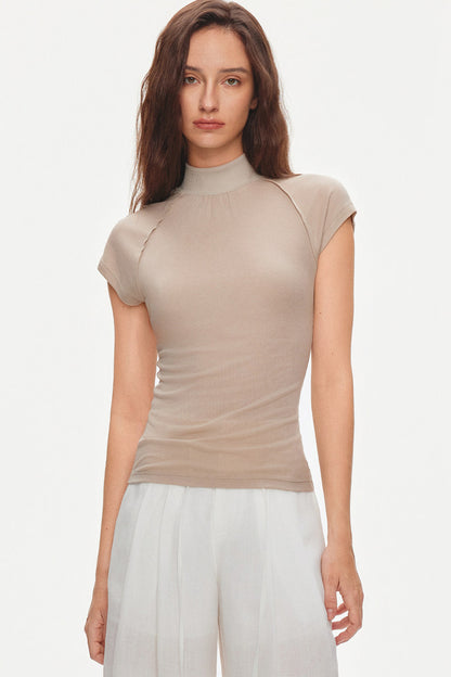 Bluse mit Flatterärmeln und Raffungen aus Lyocell-Seidenmischung