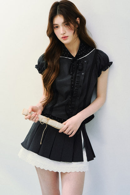 Striped Patchwork Blouse Set-Up