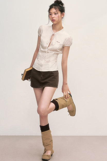 Preppy Puff-Sleeve Blouse