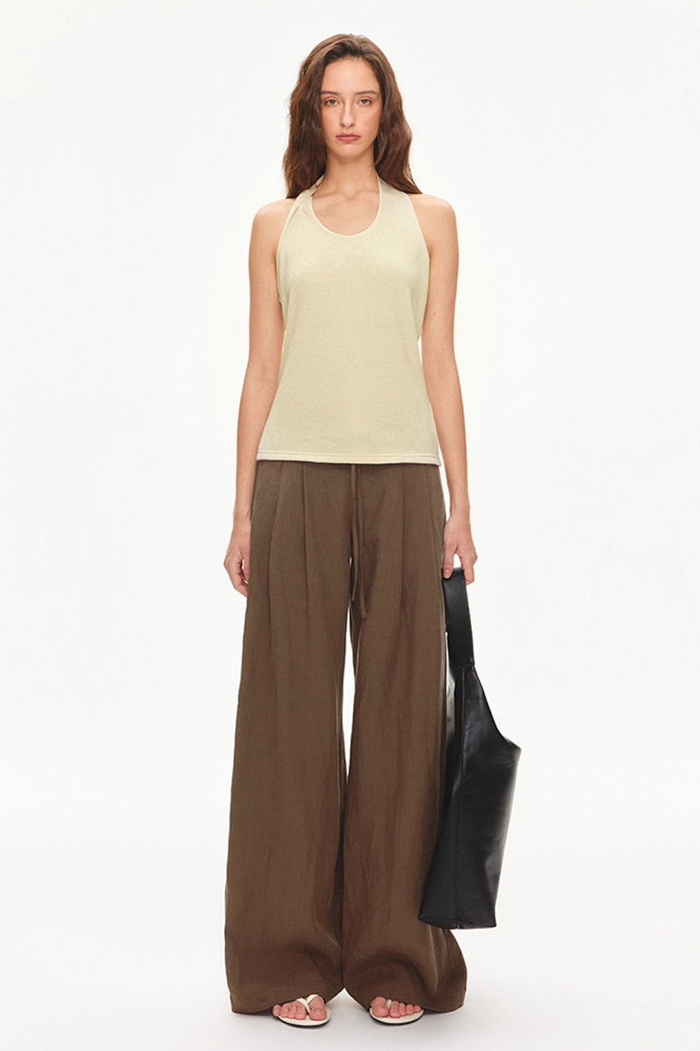 Lyocell Linen Blend Wide-Leg Pants