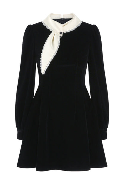 Black Velvet Collar Dress