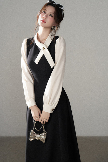 Contrasting Color Long Dress