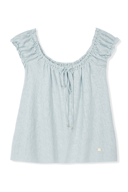 Snowflake Cotton Short-Sleeve Babydoll Top