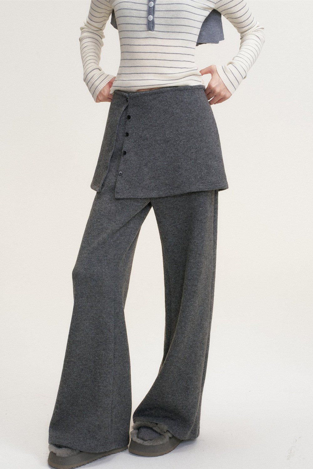 Color-Blocked Fake Two-Piece Knit Set-Up