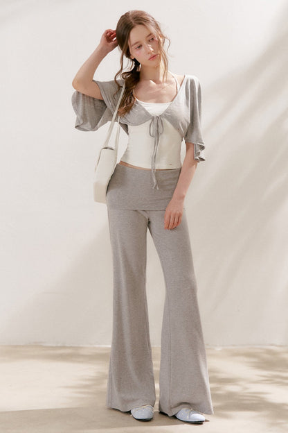 Wide Waist Straight Leg Knit Pants