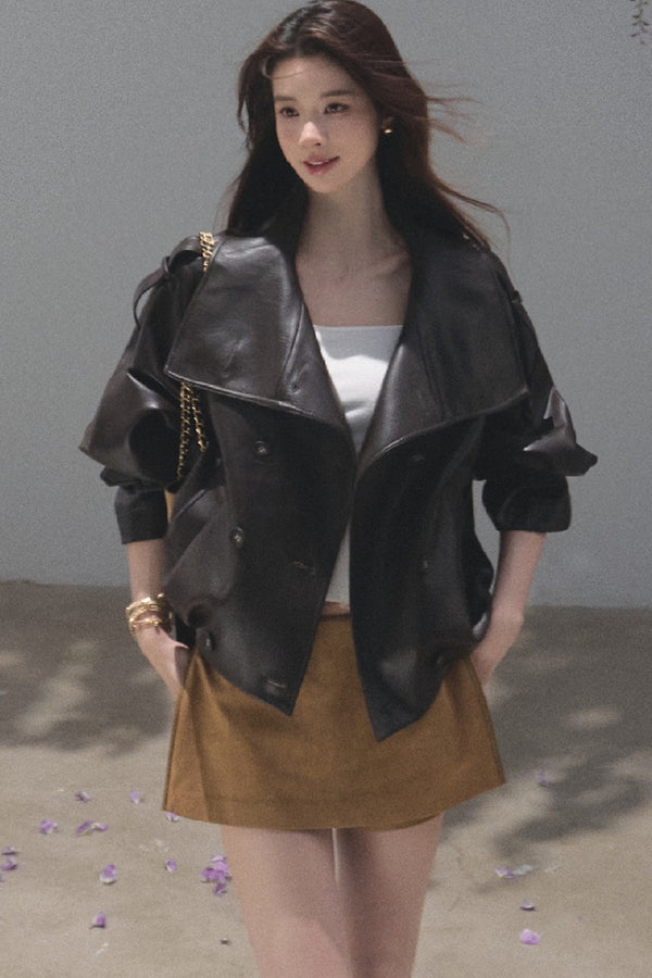 Knight-Style Oil-Waxed Leather Trench Jacket