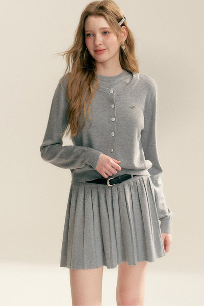 Knit Cardigan Top Skirt Set
