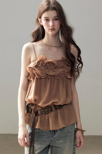 Ruffled Chiffon Camisole Top