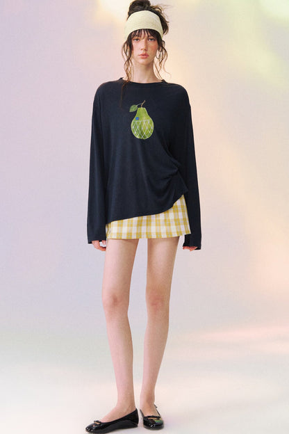 Plaid Drawstring Mini Skirt