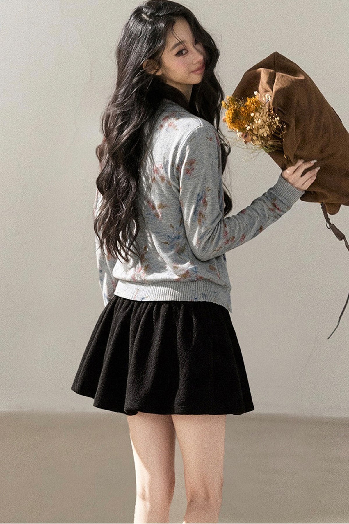 Floral Wool Jacket And Vest Set