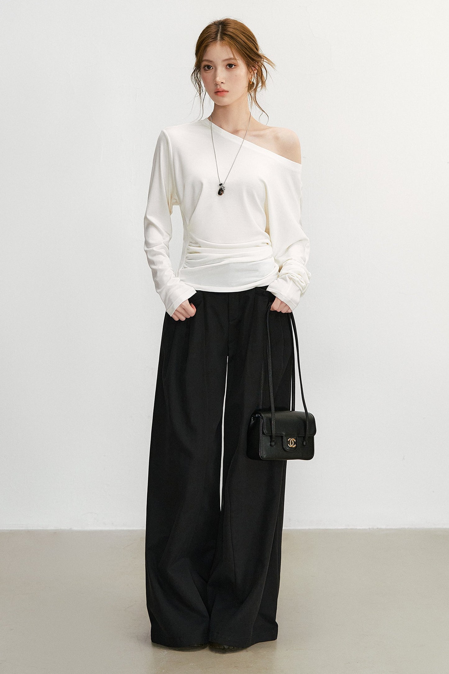 Simple and Elegant Off-Shoulder Top and Pants Set-Up