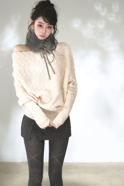 Faux Fox Fur Neck Warmer With Bow