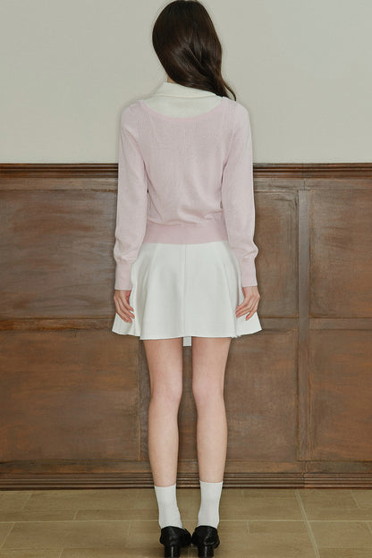 Mid-Waist Bow A-Line Frayed Skirt