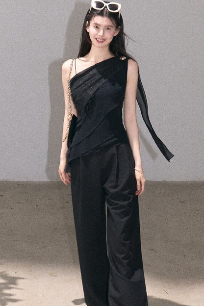 Asymmetrical Shoulder-Cut Tank Top