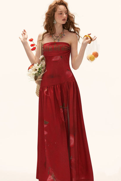 Strawberry Strapless Summer Dress