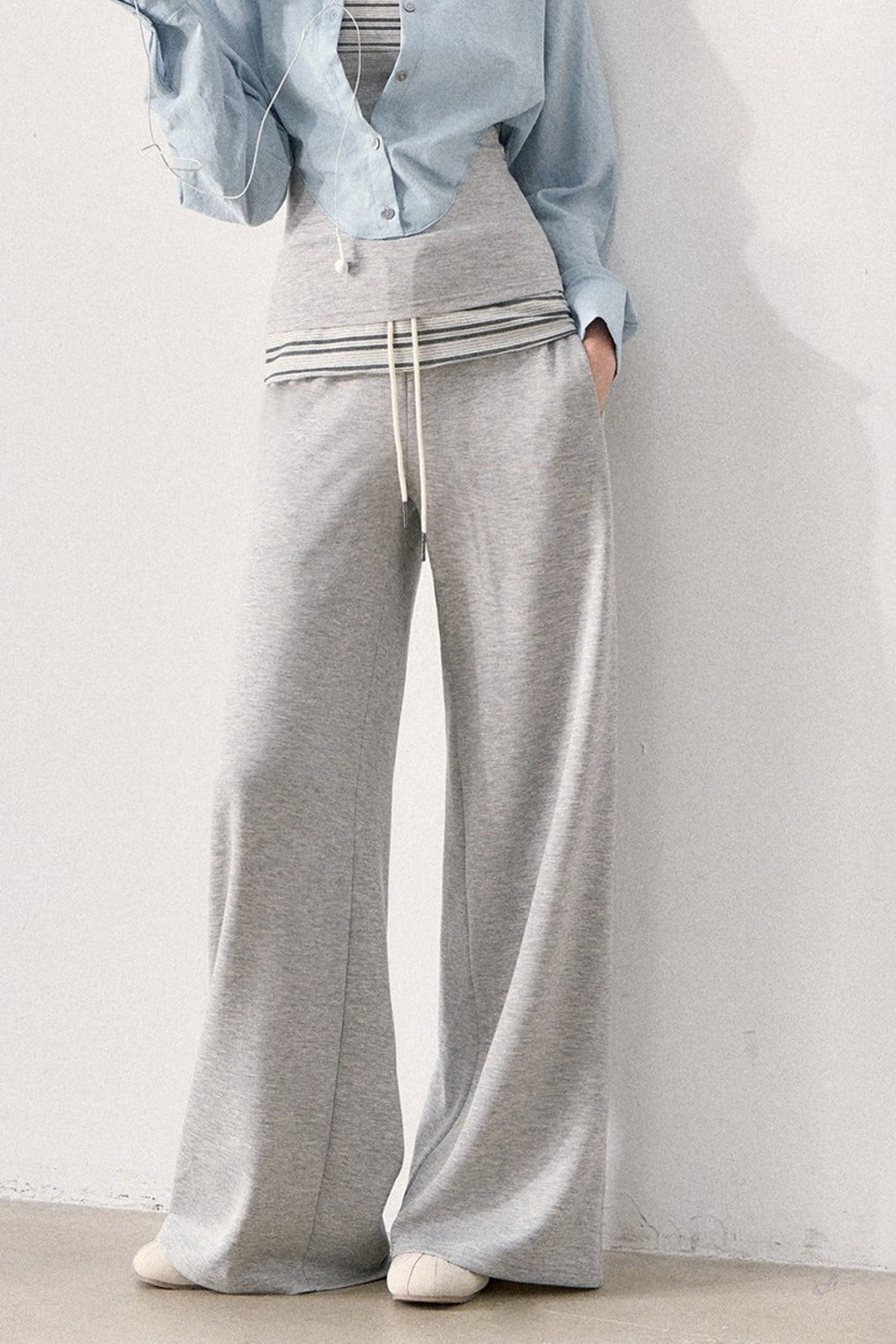 Relaxed Knit Wide Leg Pants and Shirt Set