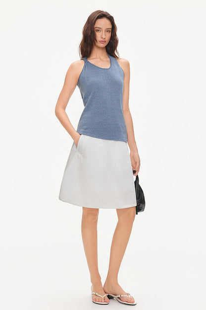 Cotton Drawstring Flower-Bud Skirt