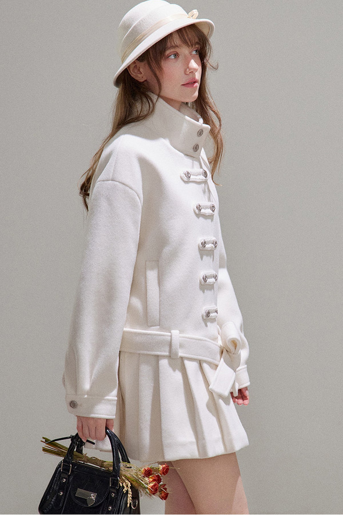 Petite Double-Breasted Woolen Coat